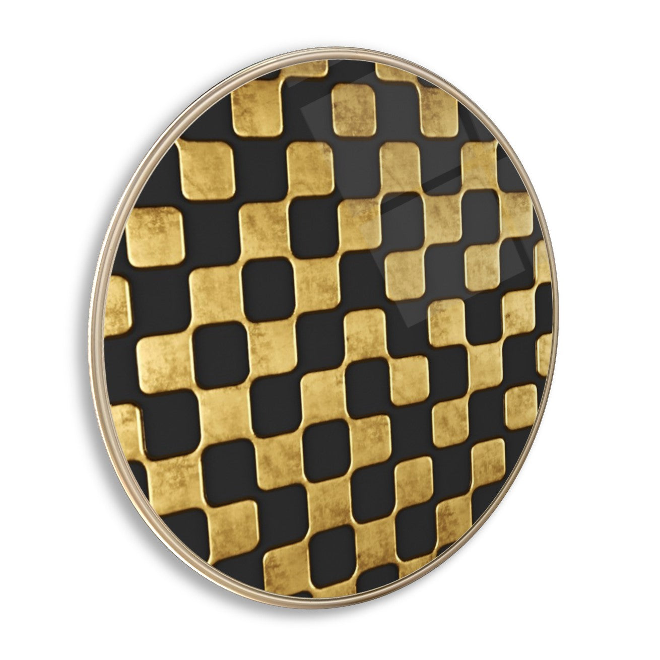 Gold Desen Yuvarlak Cam Tablo