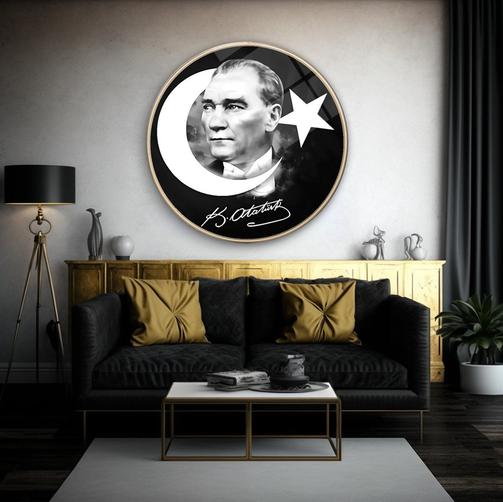 Atatürk Yuvarlak Cam Tablo