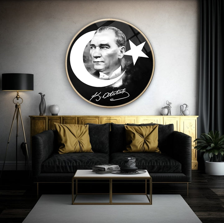 Atatürk Yuvarlak Cam Tablo