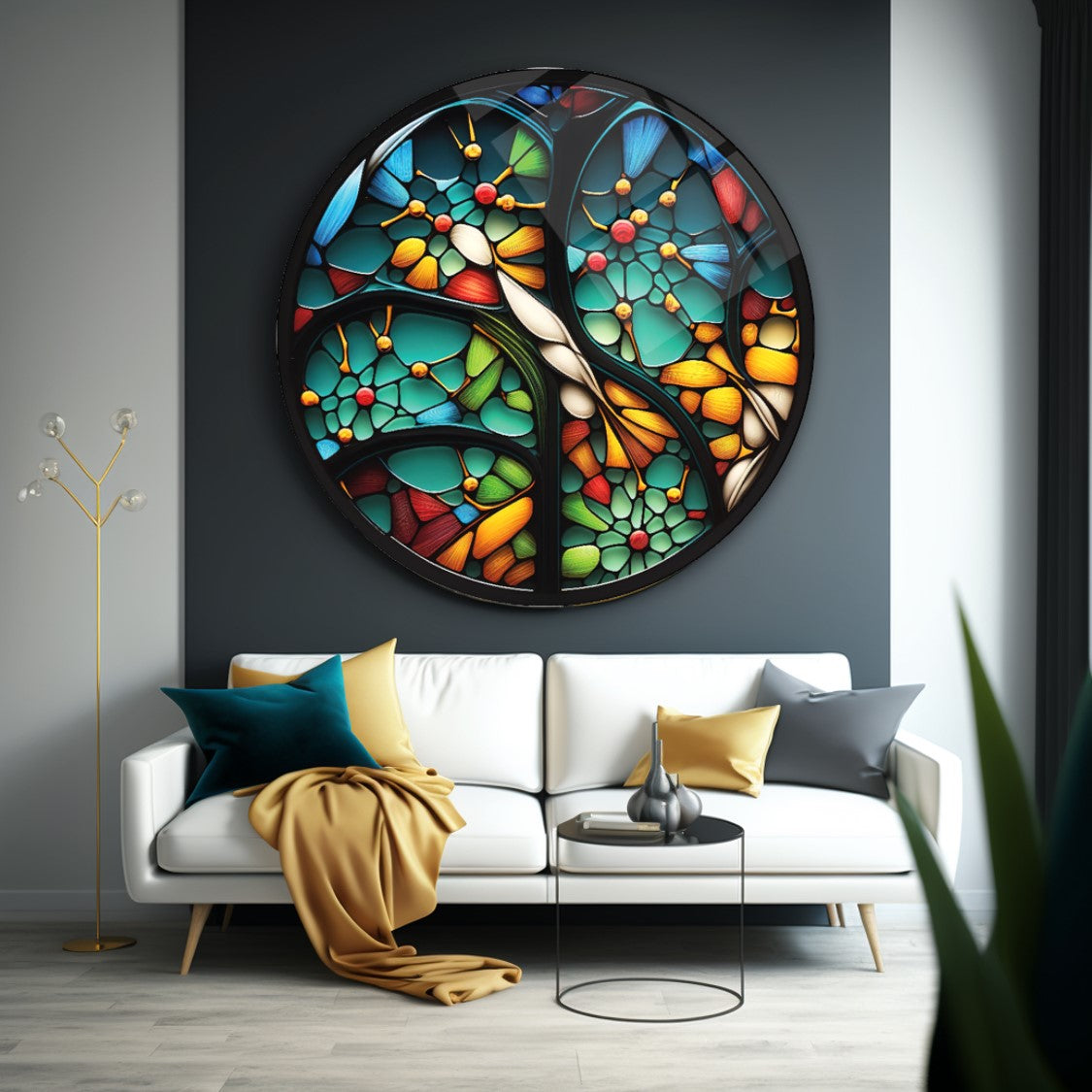 Vitray Yuvarlak Cam Tablo