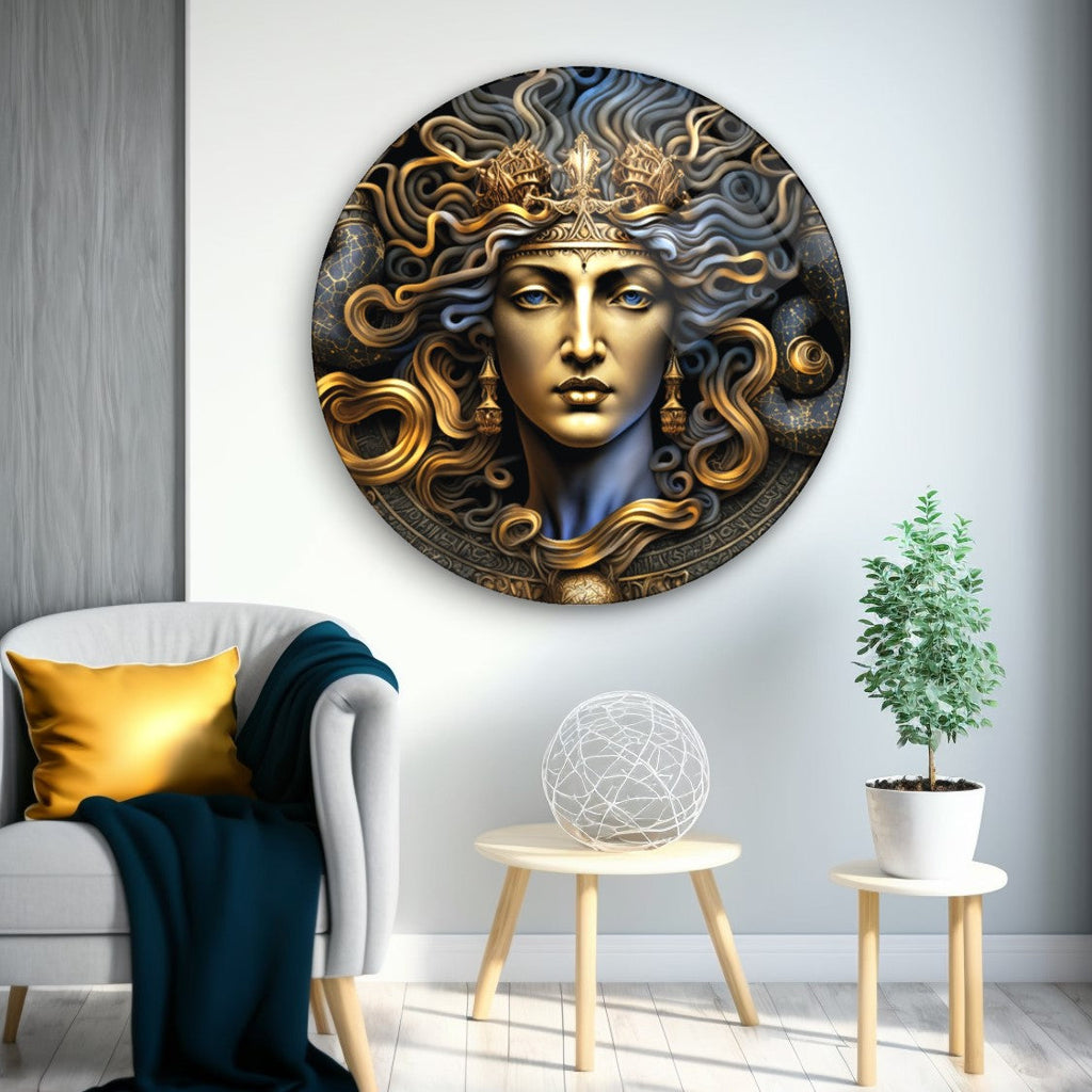 Medusa Yuvarlak Cam Tablo