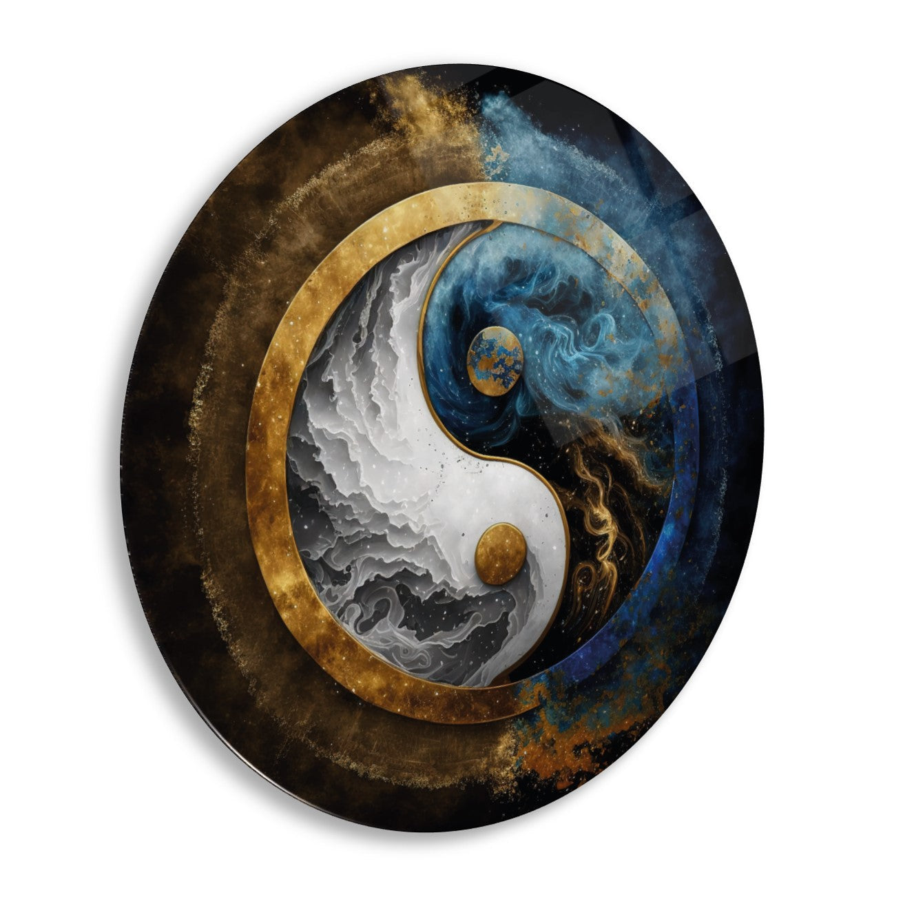 Ying Yang Yuvarlak Cam Tablo