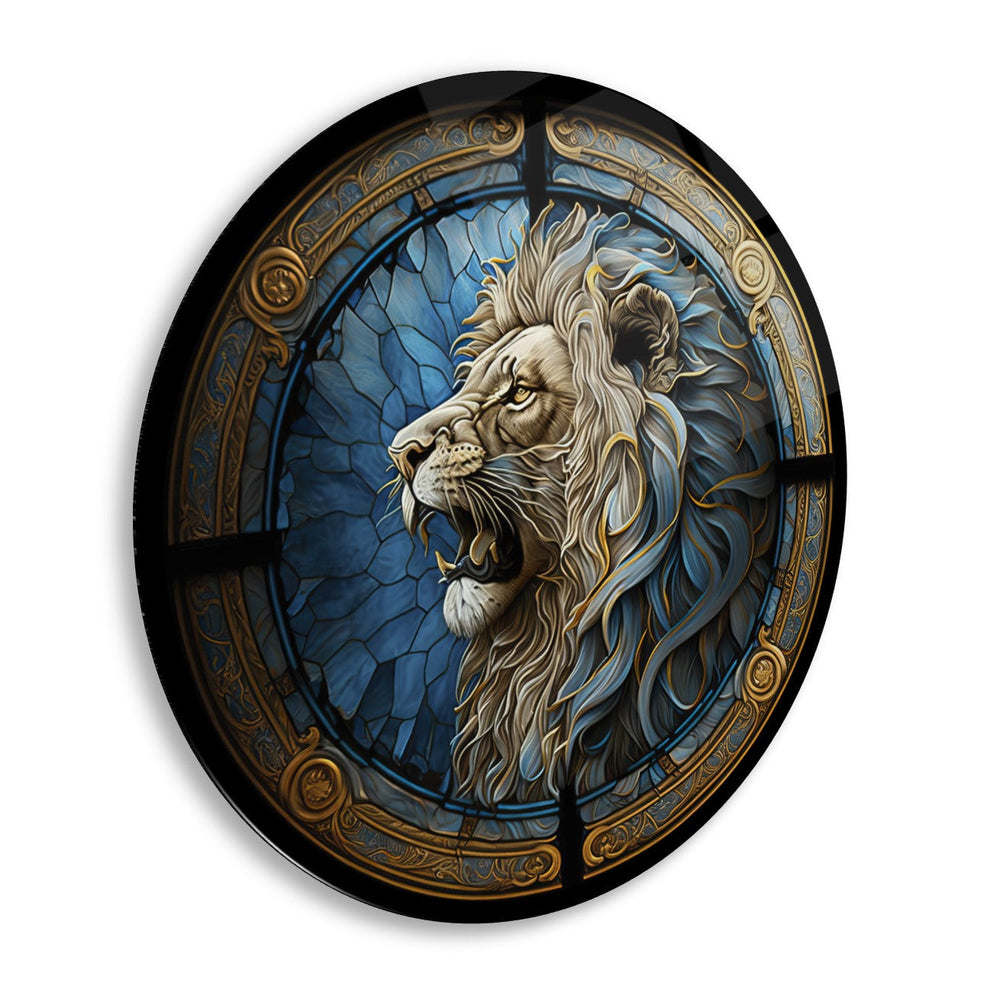 Aslan Yuvarlak Cam Tablo