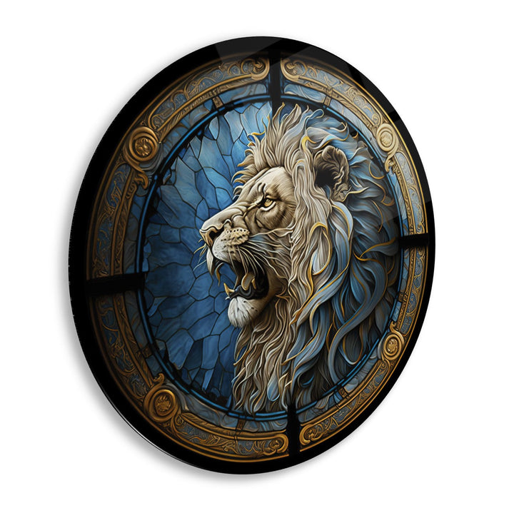 Aslan Yuvarlak Cam Tablo