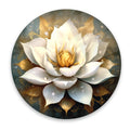 Lotus Çiçeği Yuvarlak Cam Tablo