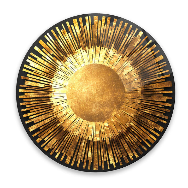 Gold Soyut Yuvarlak Cam Tablo