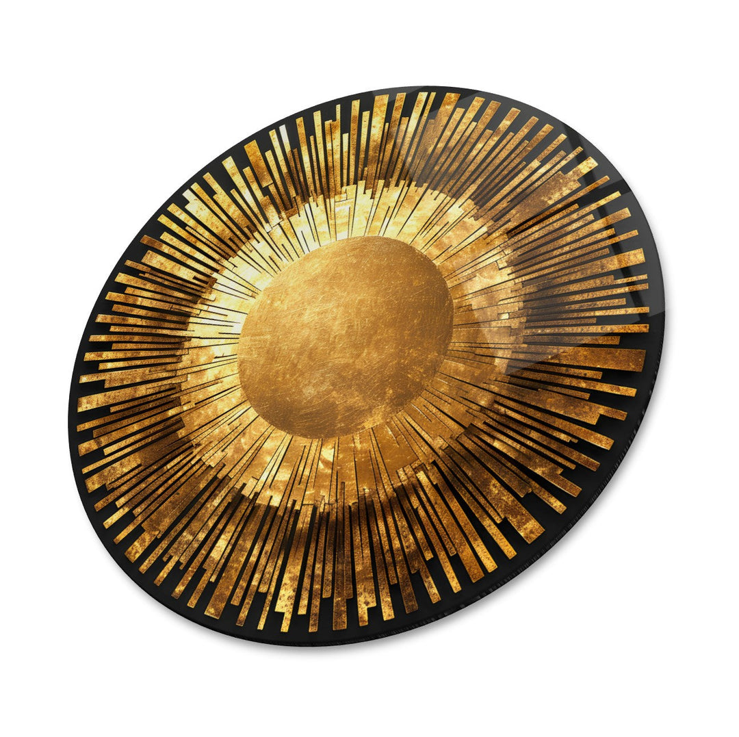 Gold Soyut Yuvarlak Cam Tablo