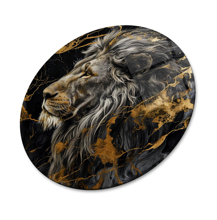Aslan Yuvarlak Cam Tablo